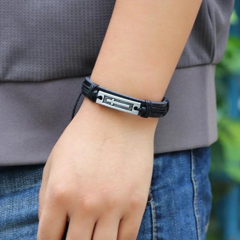 Cross Leather Bracelet