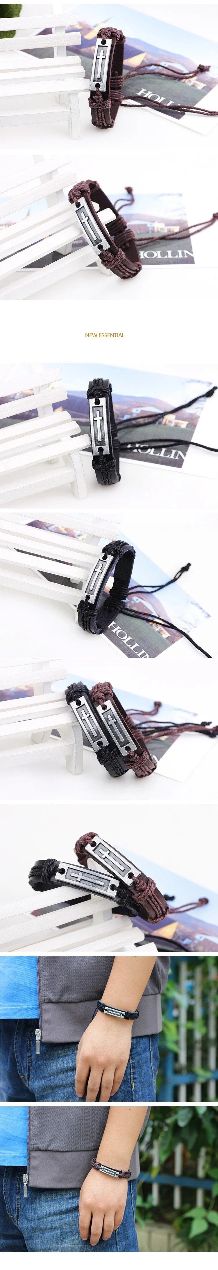 Cross Leather Bracelet