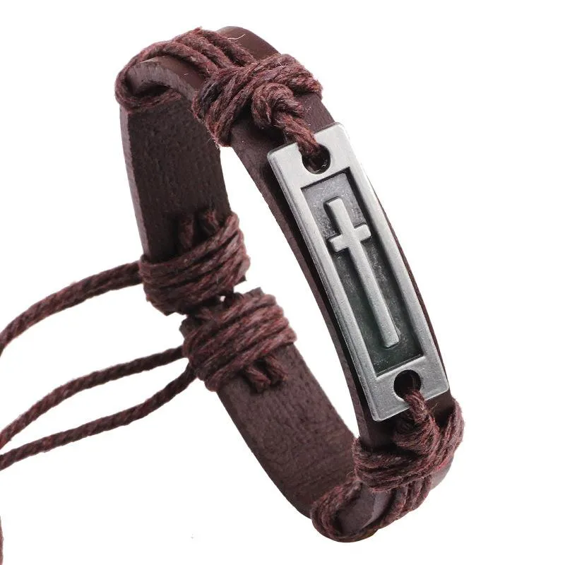 Cross Leather Bracelet