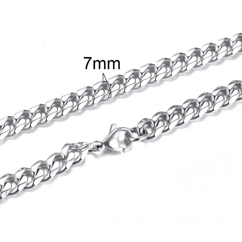 CUBAN LINK 3 TO 7 MM  STAINLESS STEEL NECKLACE FOR MEN