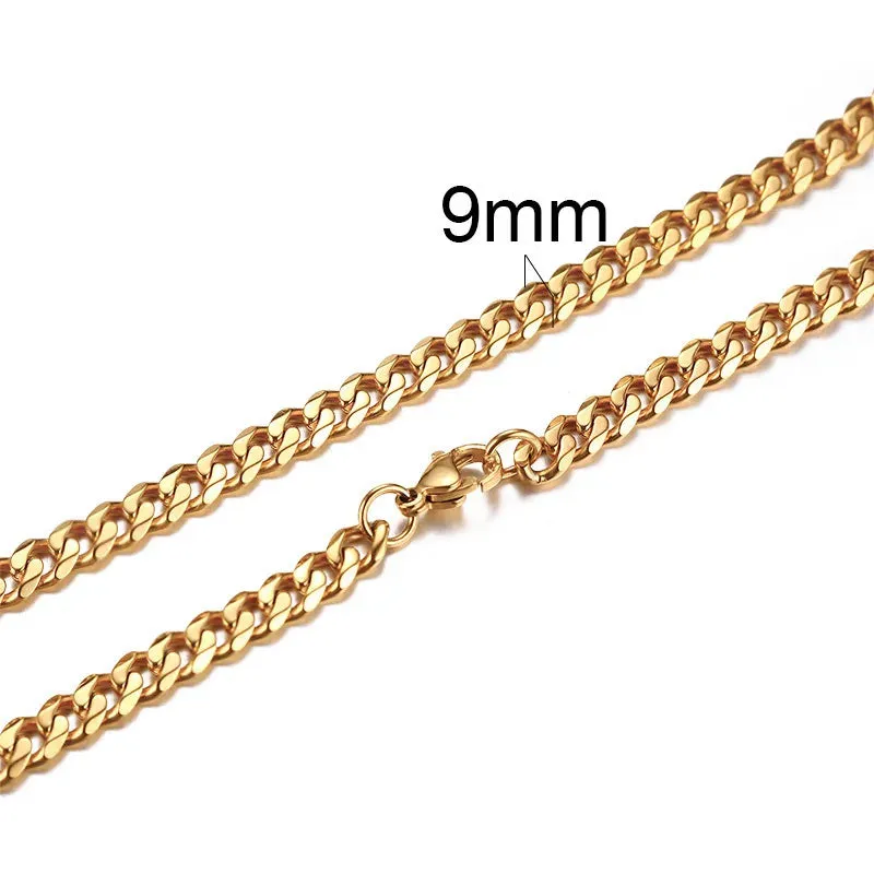 CUBAN LINK 3 TO 7 MM  STAINLESS STEEL NECKLACE FOR MEN