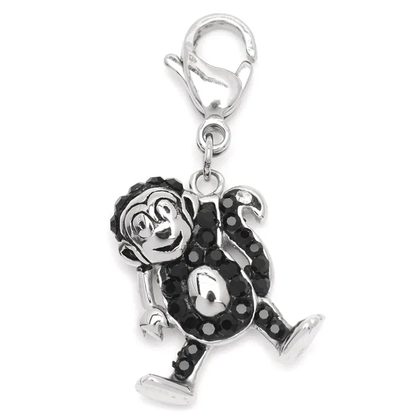 Devon Monkey with Black Stone Stainless Steel Charm
