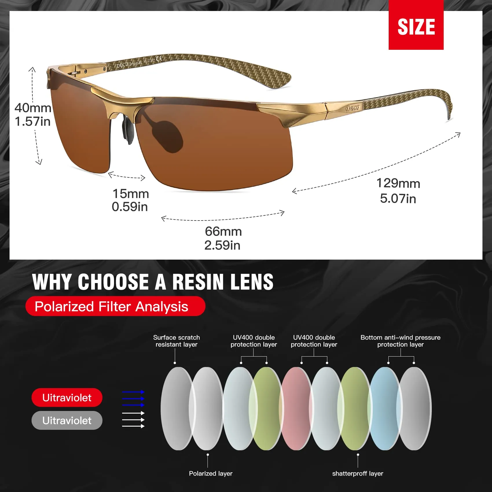 DUCO Men's Sports Polarized Driving Sunglasses for Men DC8277