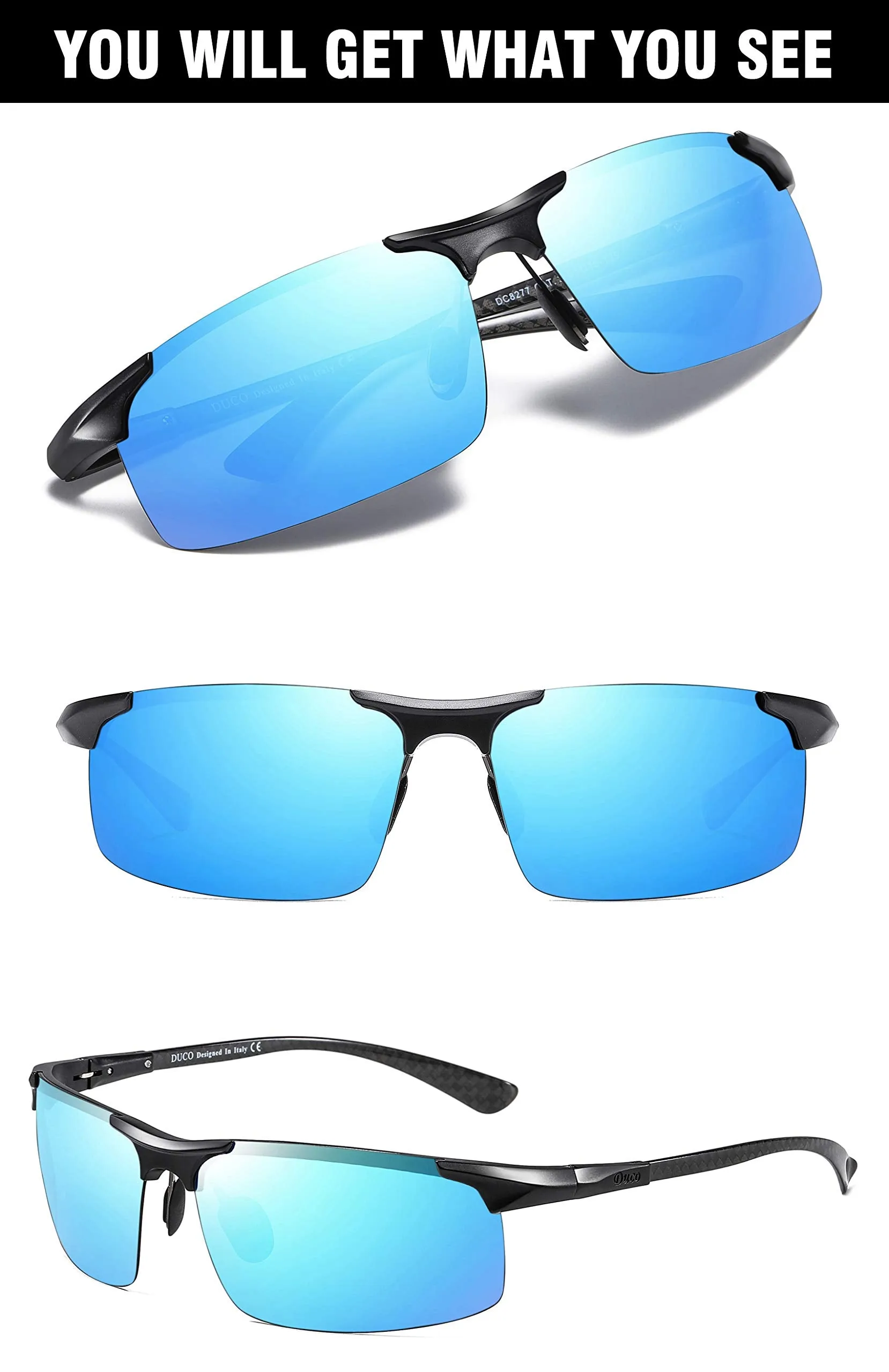 DUCO Men's Sports Polarized Driving Sunglasses for Men DC8277