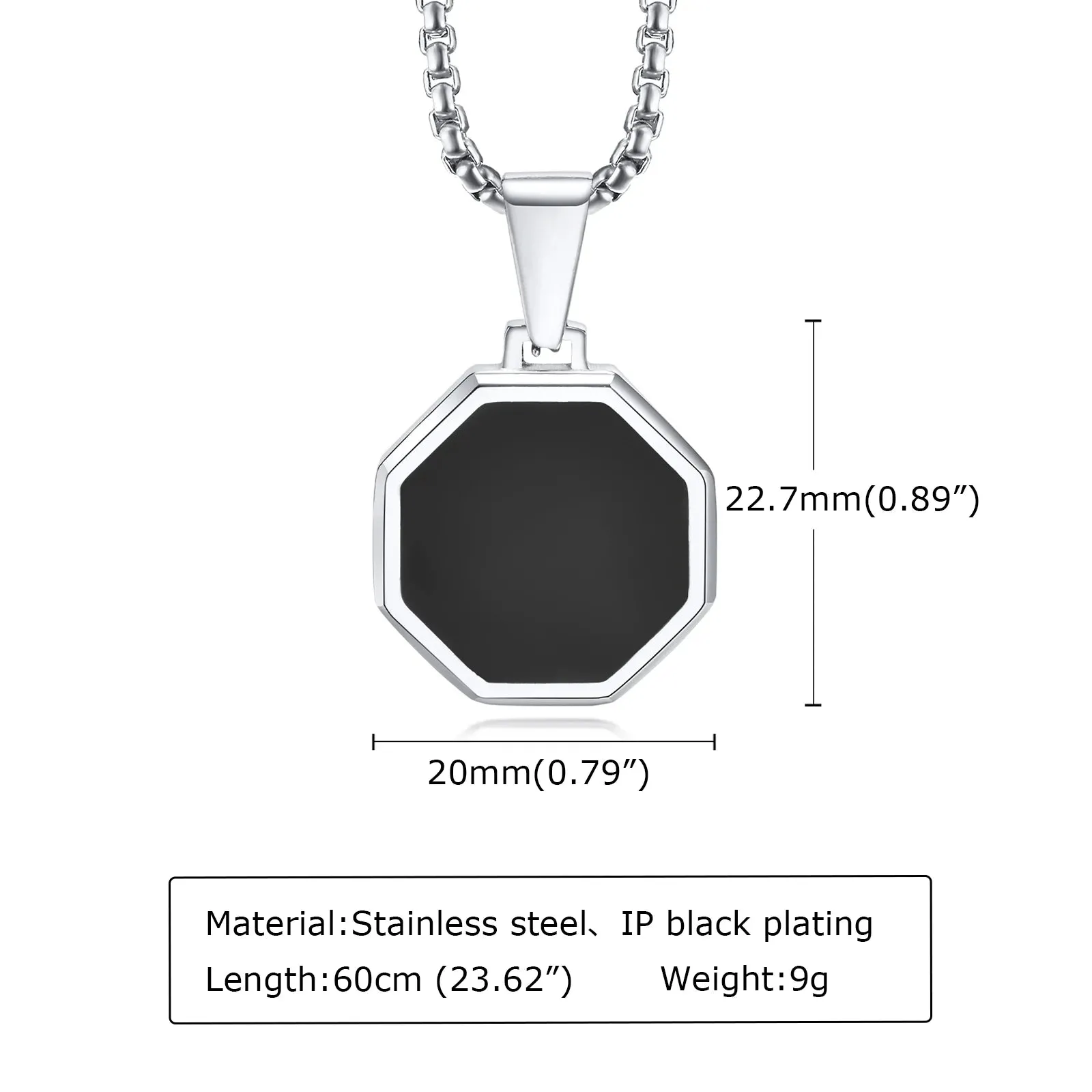 Geometric Necklaces for Men, Waterproof Stainless Steel Octagon Pendant Collar