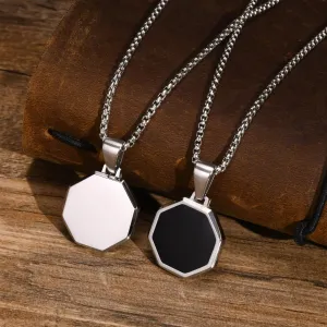 Geometric Necklaces for Men, Waterproof Stainless Steel Octagon Pendant Collar