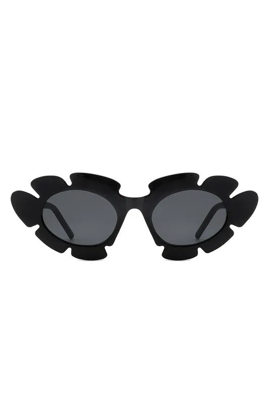 Ginnie Black Flower Cutout Cateye Sunglasses
