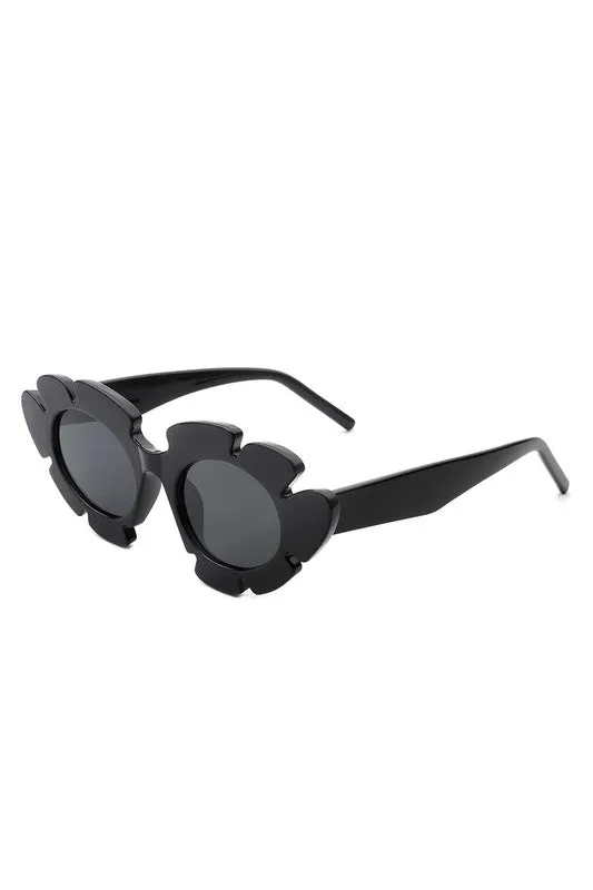 Ginnie Black Flower Cutout Cateye Sunglasses