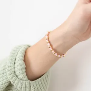 Gold Ball   Mini Bead Bracelet: Strawberry