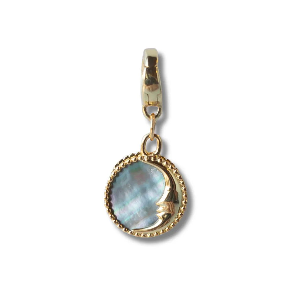Gold Charm-Sun & Moon Mother of Pearl