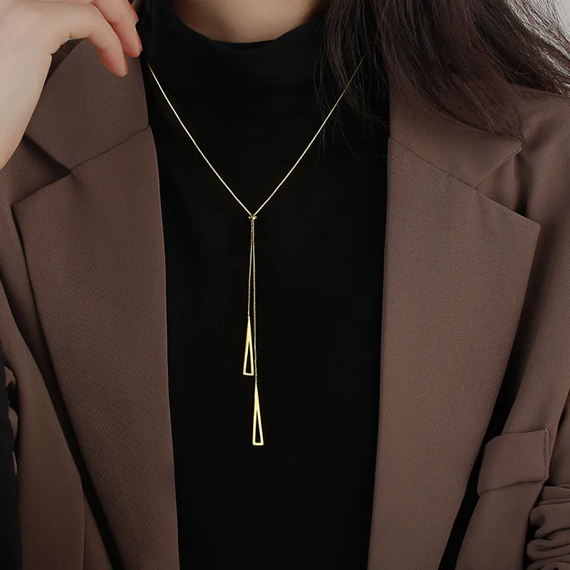 Gold Color Long Tassel Pendant Necklace For Women