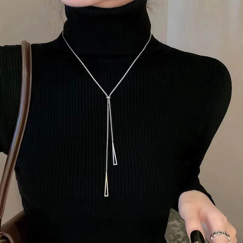 Gold Color Long Tassel Pendant Necklace For Women