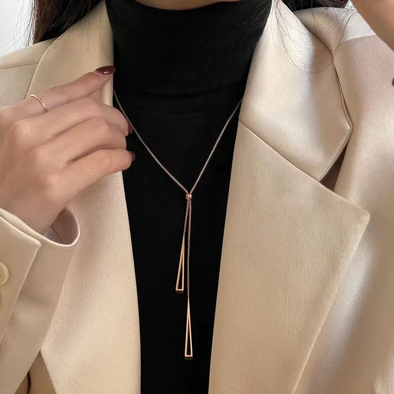 Gold Color Long Tassel Pendant Necklace For Women