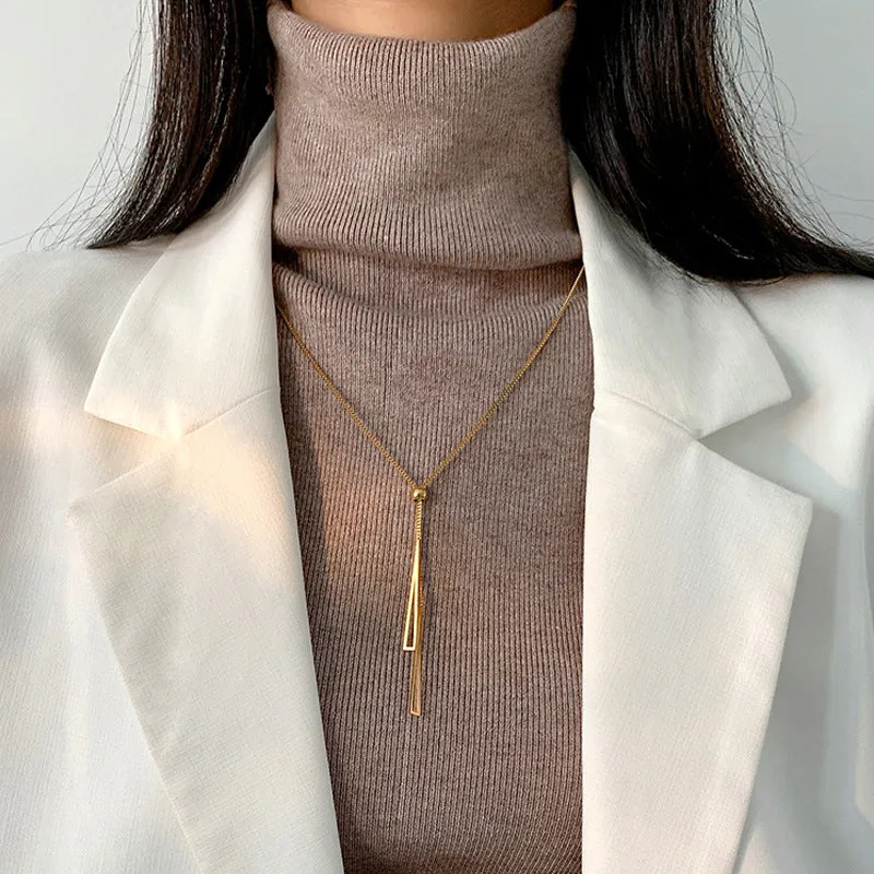 Gold Color Long Tassel Pendant Necklace For Women