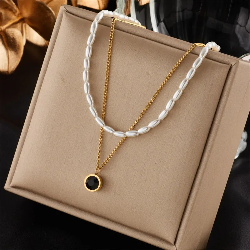 Gold Color Multi-Layer Letter Necklaces for Women