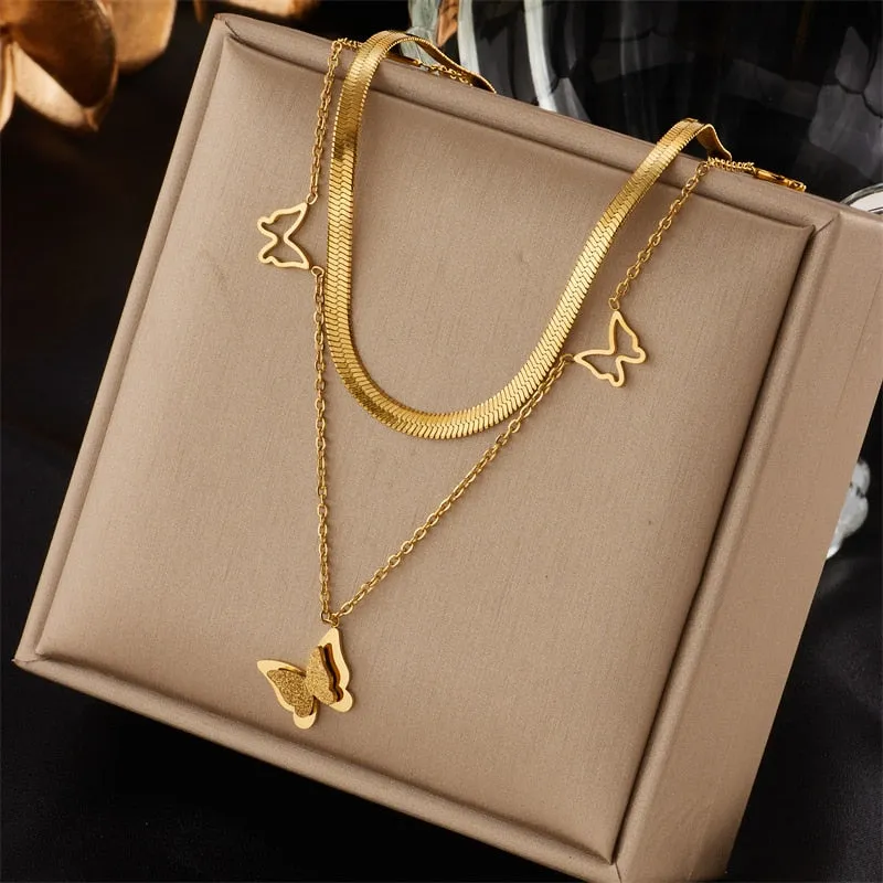 Gold Color Multi-Layer Letter Necklaces for Women