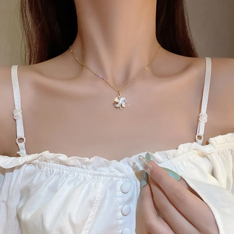 Gold Color Rotatable Windmill Necklace for Women
