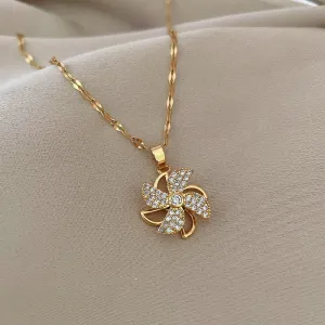 Gold Color Rotatable Windmill Necklace for Women