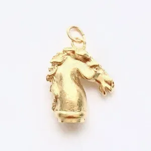 Gold Horse Head Charm, Pewter Charm, Horse Charm, Horse Necklace, Horse Jewelry, Equestrian Jewelry, Jewelry Finding