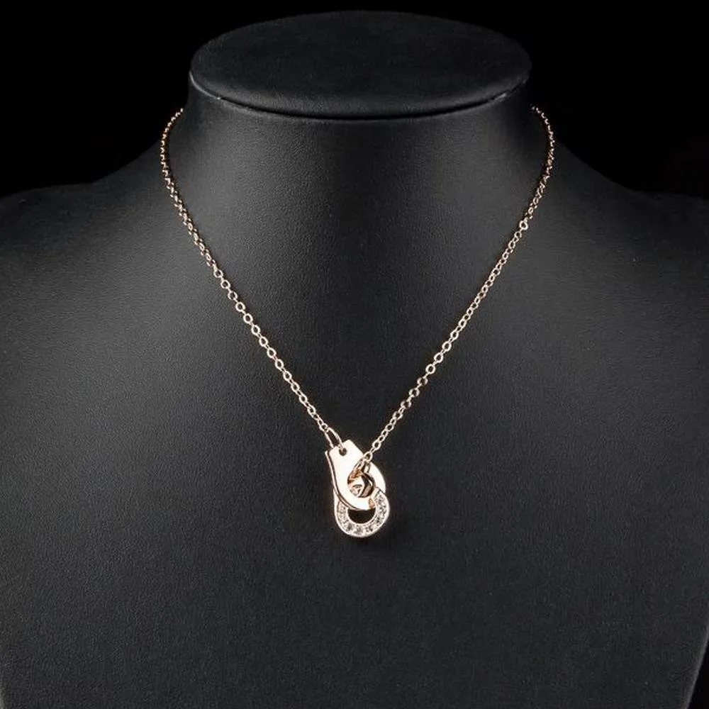 Hook Link Chain Crystal Necklace