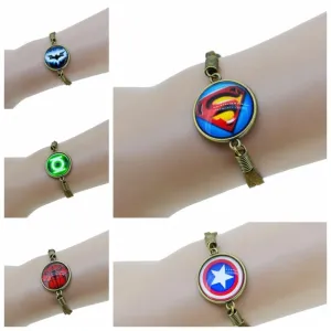 Hot Sale Justice League Series Suede Leather Heroes Bracelet Batman Superman Captain The Flash America Charms Creative Gifts
