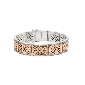 Keith Jack Sterling Silver Oxidized   10k Rose CZ Brave Heart Hinge Bracelet