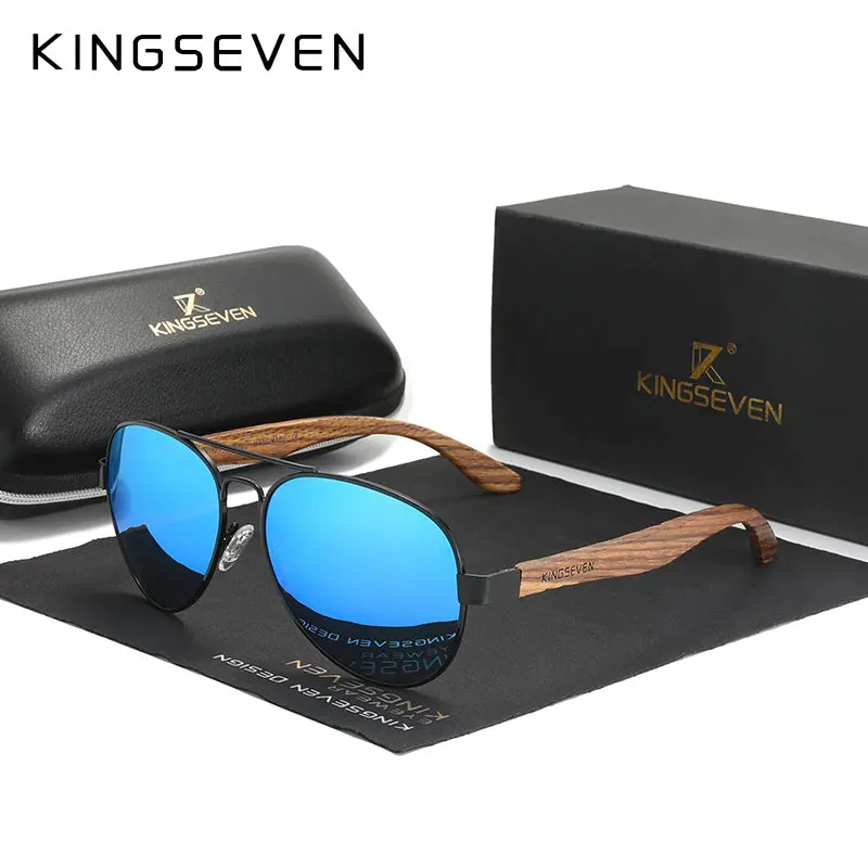KINGSEVEN New Photochromic Pilot Sunglasses Men Polarized UV400 Fashion Sunglass Mirror Wood sun glasses Driving