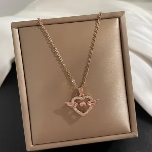 Korean Elegant Cupid Love Heart Necklace For Women