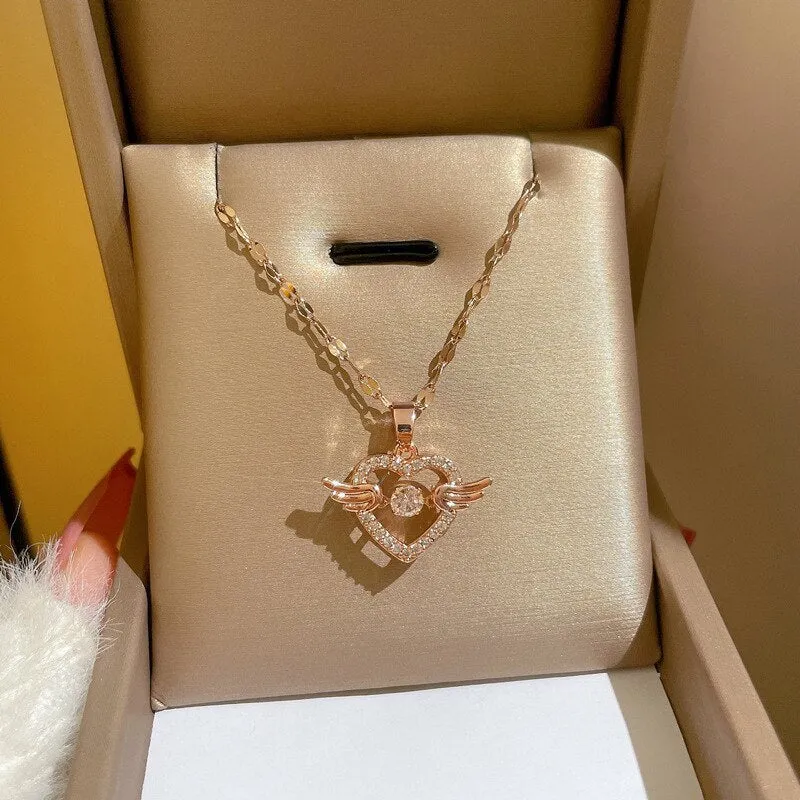 Korean Elegant Cupid Love Heart Necklace For Women
