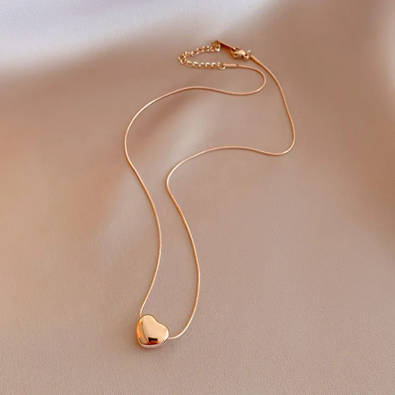 Love Heart Pendant Necklaces Jewelry Snake Chain Wedding Necklace For Women