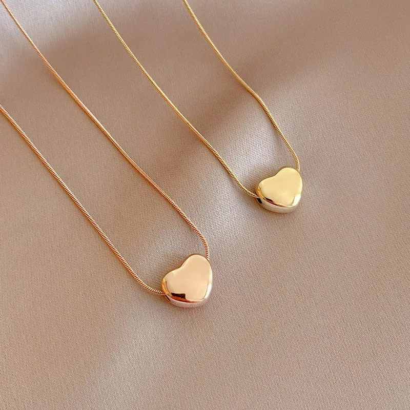 Love Heart Pendant Necklaces Jewelry Snake Chain Wedding Necklace For Women