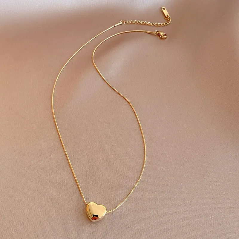 Love Heart Pendant Necklaces Jewelry Snake Chain Wedding Necklace For Women