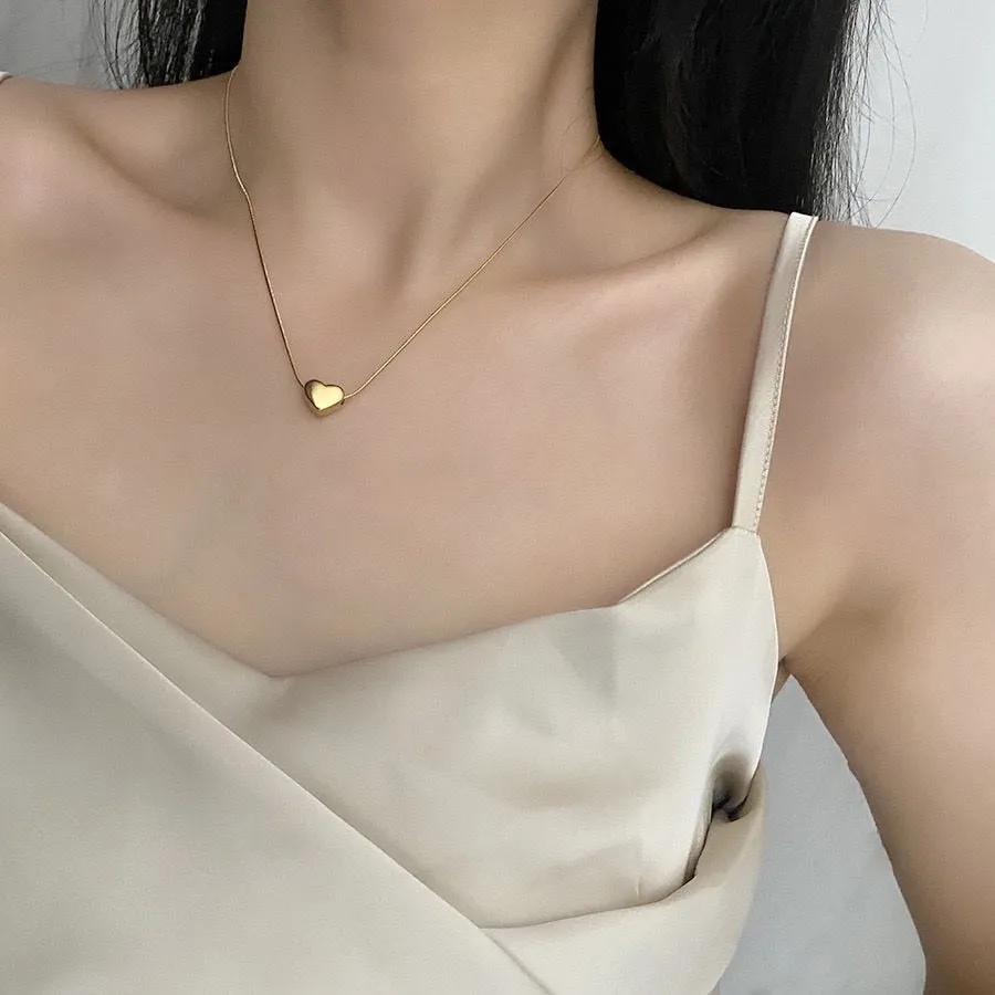 Love Heart Pendant Necklaces Jewelry Snake Chain Wedding Necklace For Women