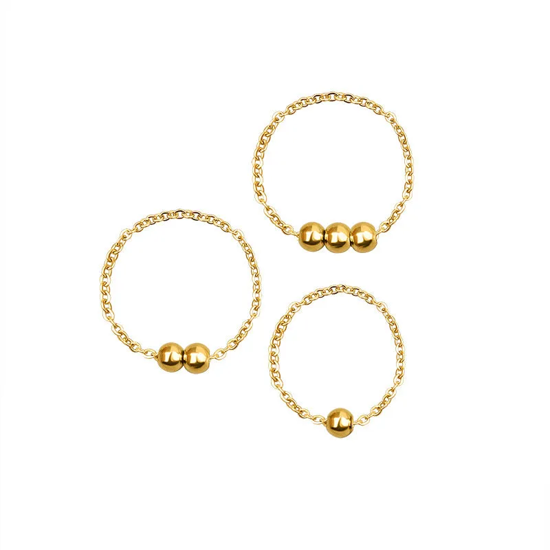 Lucky Minimalist Greek Steel Ball Ring with Gold Accent