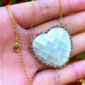 Luxury Cubic Zircon Fashion Big Heart Pendant Necklace for Women