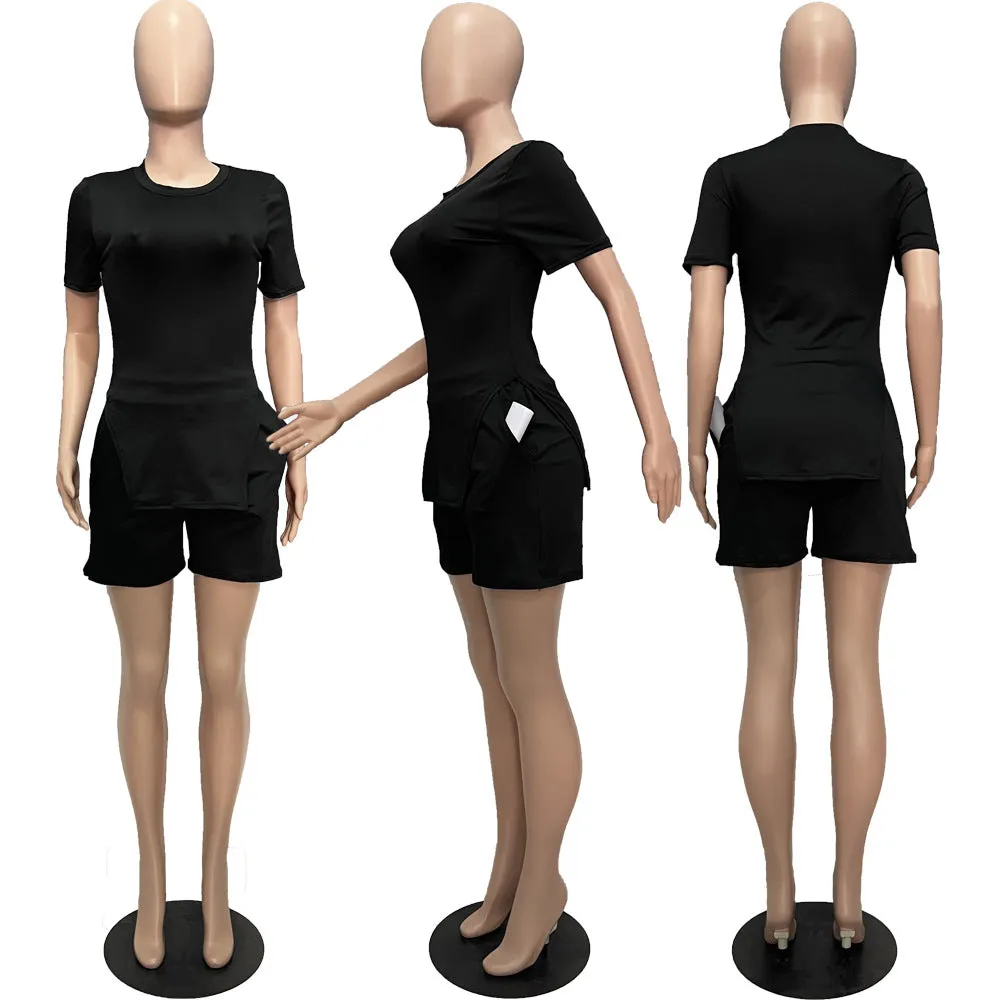 MB FASHION Chic Top and High-Waisted Shorts Set 7563T
