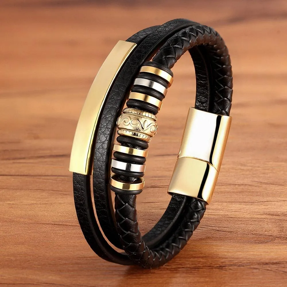 Mens Fashion Multi-Layer Bracelets Wristbands For Men