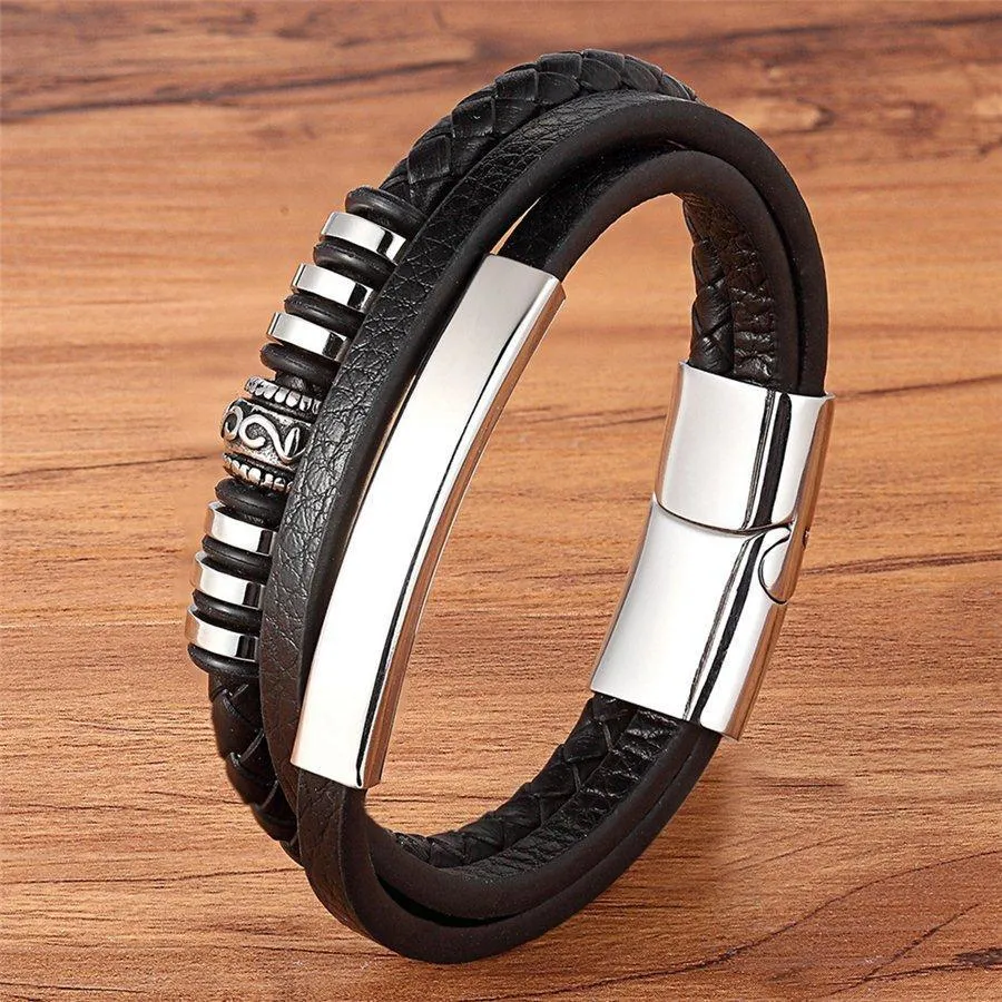 Mens Fashion Multi-Layer Bracelets Wristbands For Men