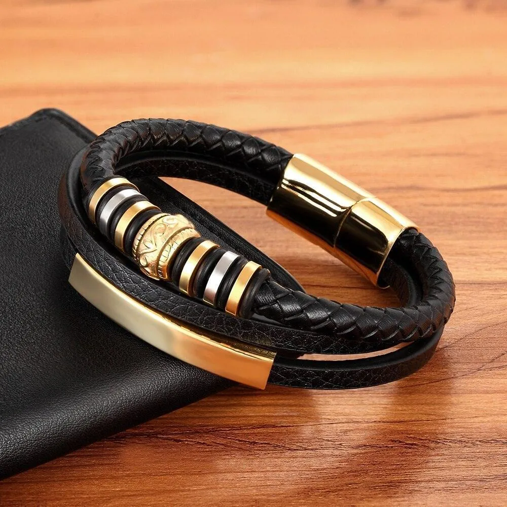 Mens Fashion Multi-Layer Bracelets Wristbands For Men