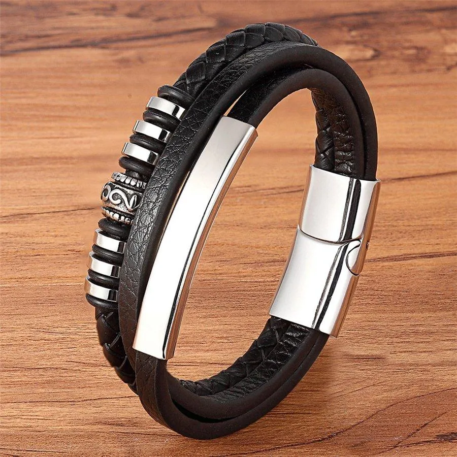 Mens Fashion Multi-Layer Bracelets Wristbands For Men