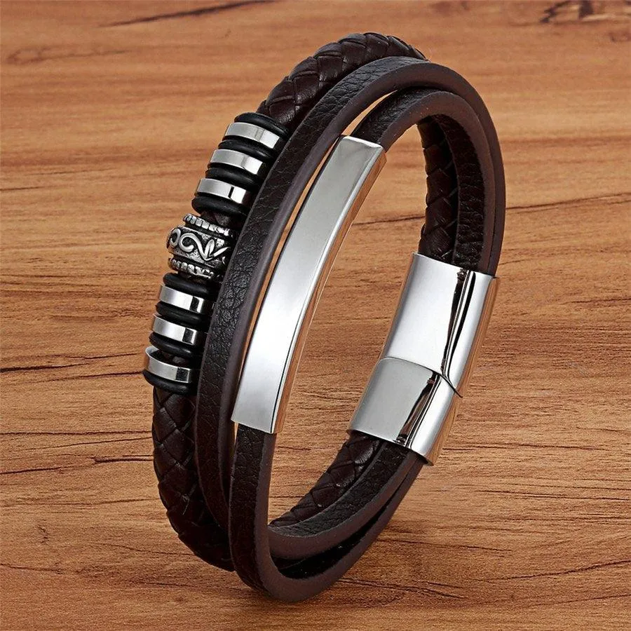 Mens Fashion Multi-Layer Bracelets Wristbands For Men