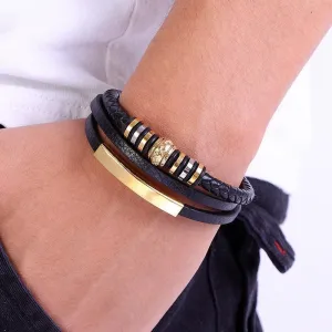 Mens Fashion Multi-Layer Bracelets Wristbands For Men