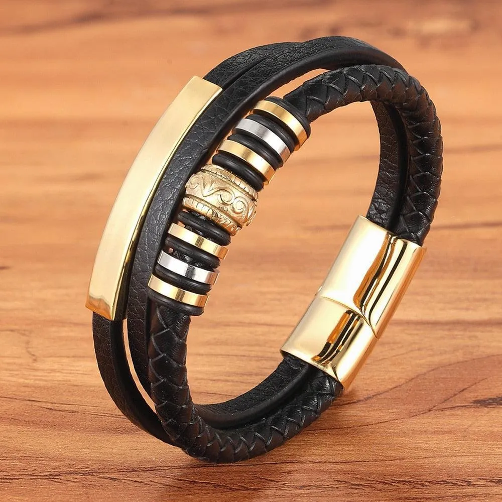Mens Fashion Multi-Layer Bracelets Wristbands For Men