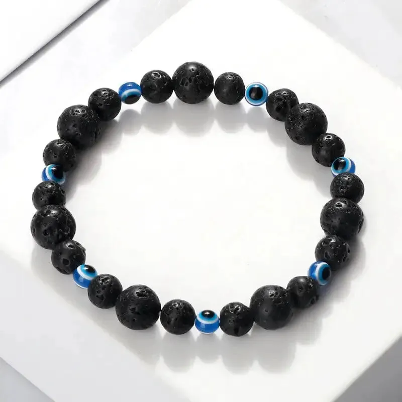 Natural Stones Blue Evil Eye Elastic Bracelets
