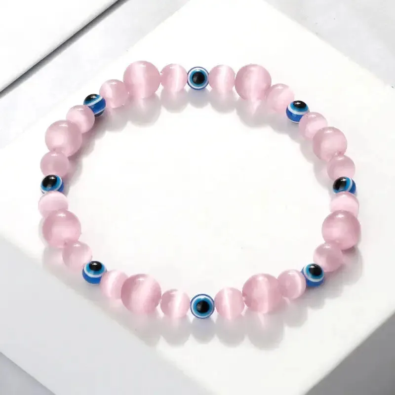 Natural Stones Blue Evil Eye Elastic Bracelets