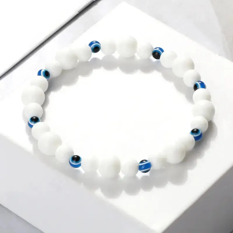Natural Stones Blue Evil Eye Elastic Bracelets