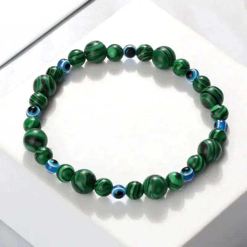 Natural Stones Blue Evil Eye Elastic Bracelets