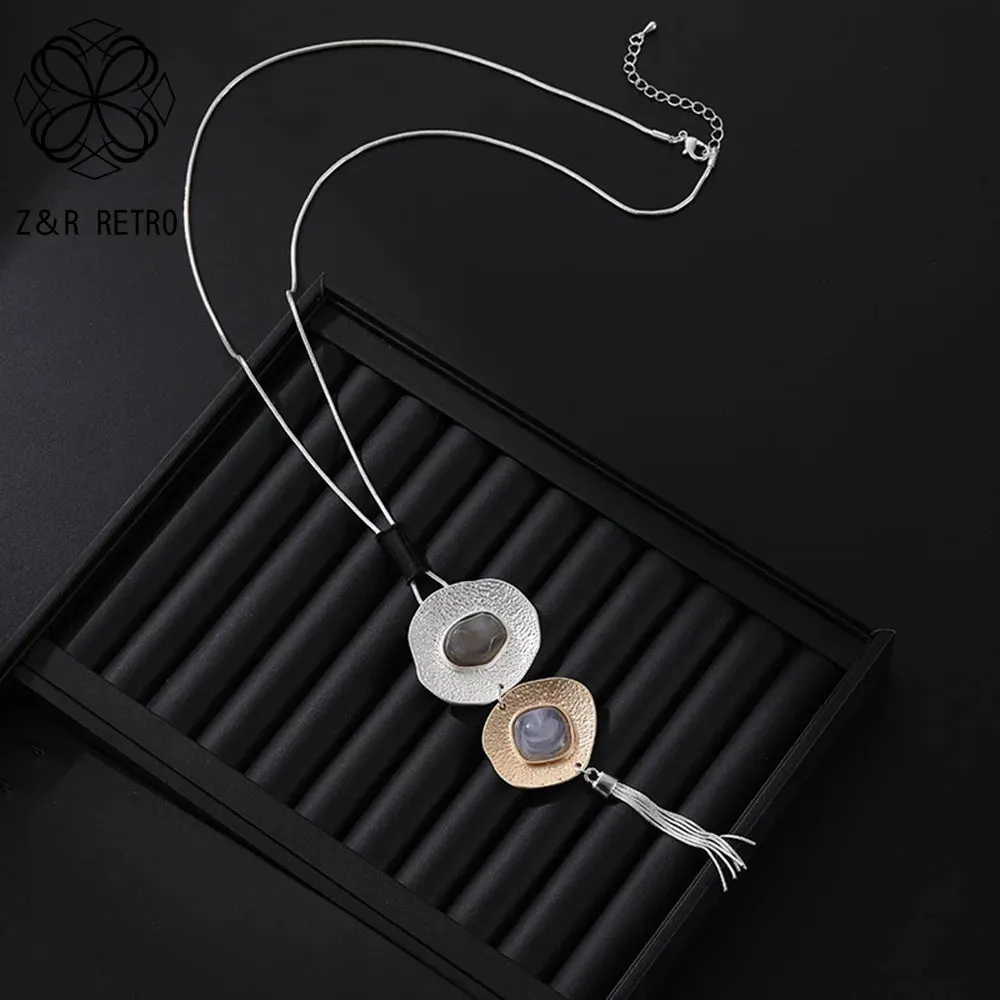 New Fashion Geometric Necklace for Women Trendy Long Collar Chains Pendants