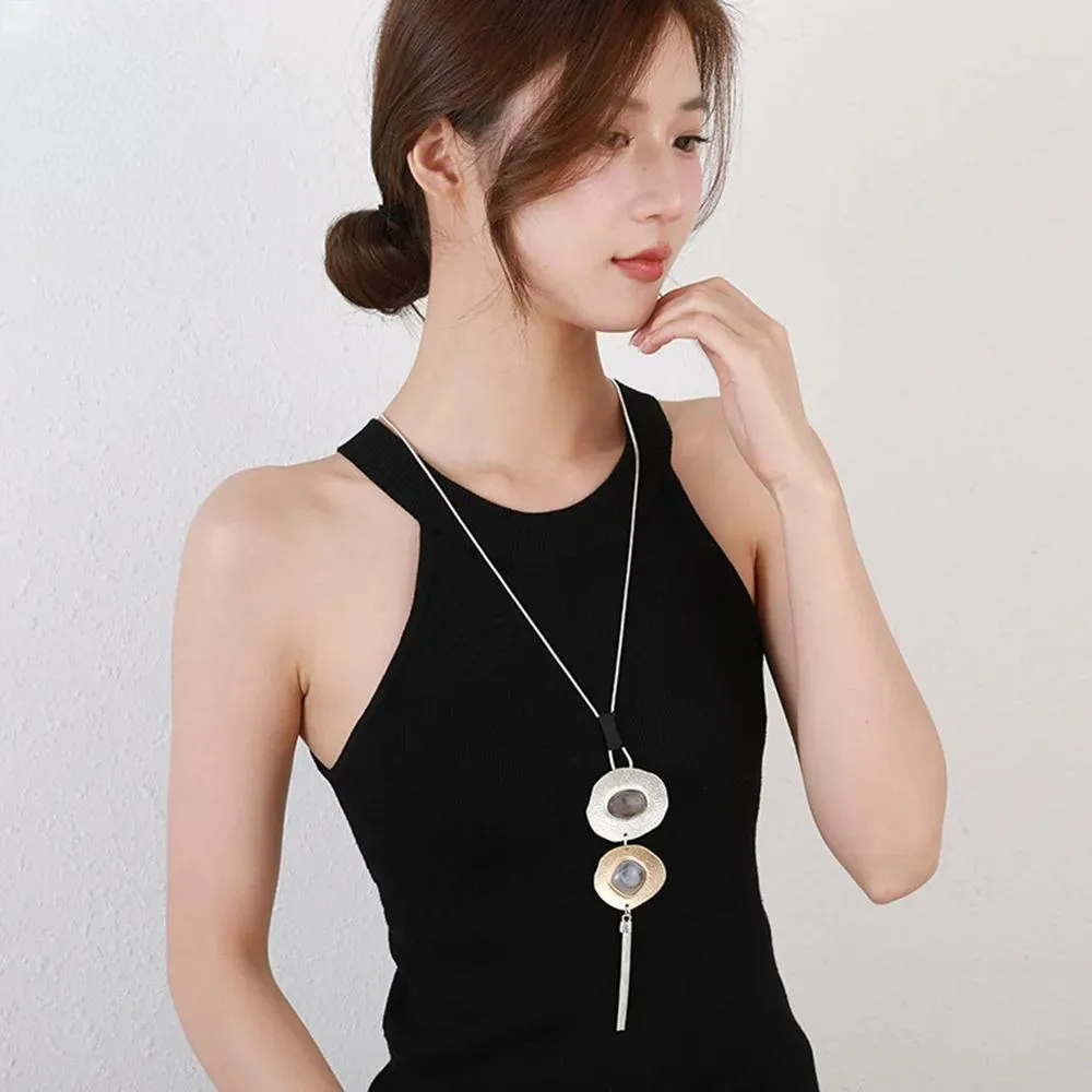 New Fashion Geometric Necklace for Women Trendy Long Collar Chains Pendants
