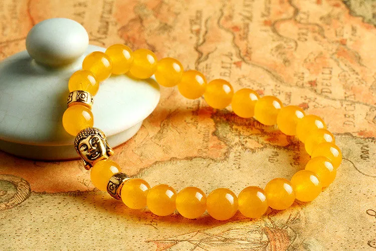 New Fashion Men's Bracelet Gold Silver Buddha skull Elastic Black Color Beaded Tibet Charm Lucky bracelets for women